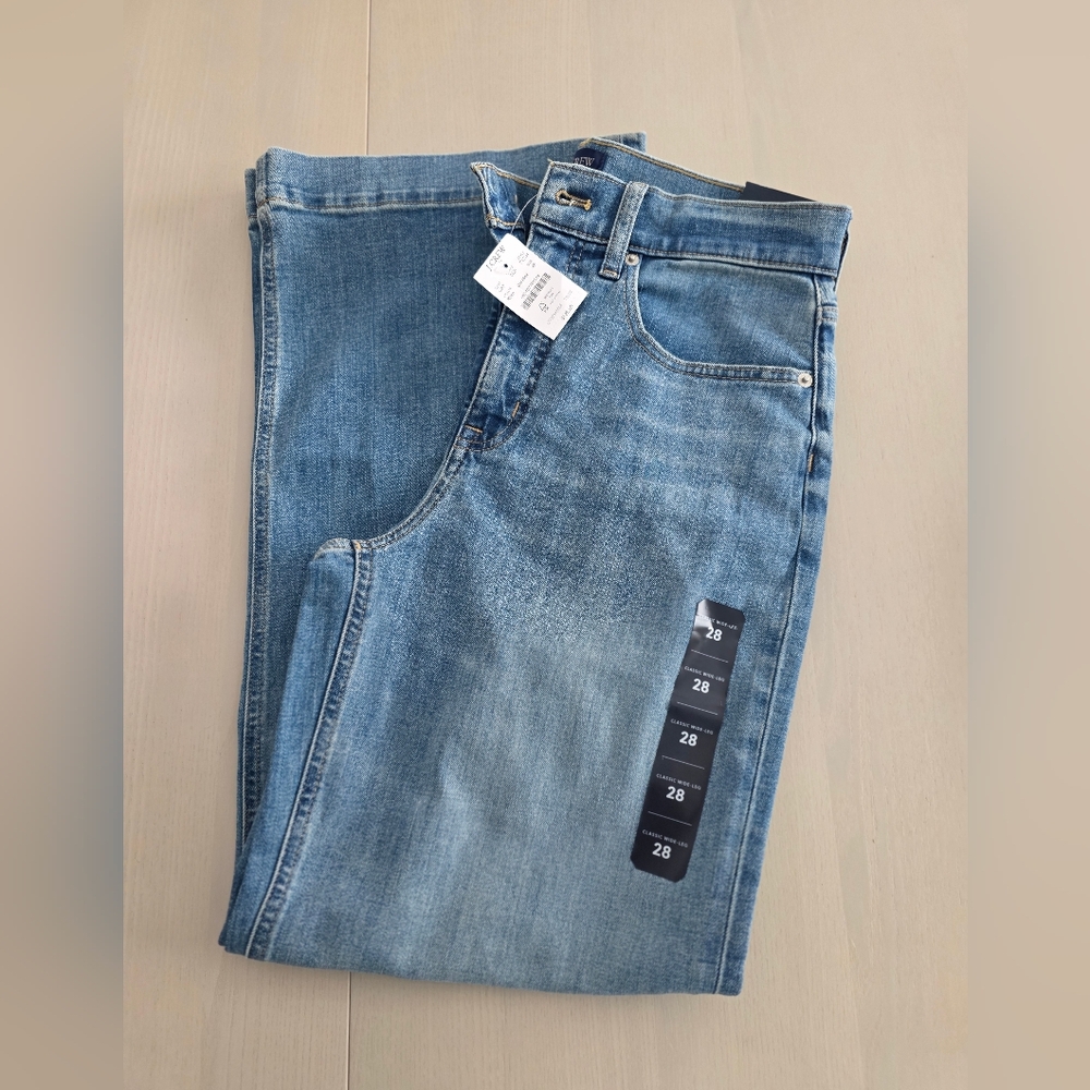 NWT J.Crew Factory Women's Classic wide-leg jean in all-day stretch Sz 28 $128 - Picture 6 of 9
